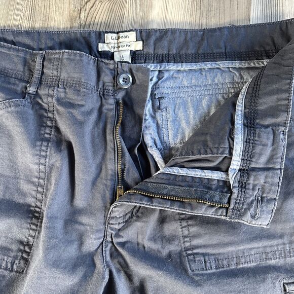 L.L.Bean Favorite Fit Womens Cargo Khaki Casual Pants  Blue Size 14 Petite - Picture 3 of 9